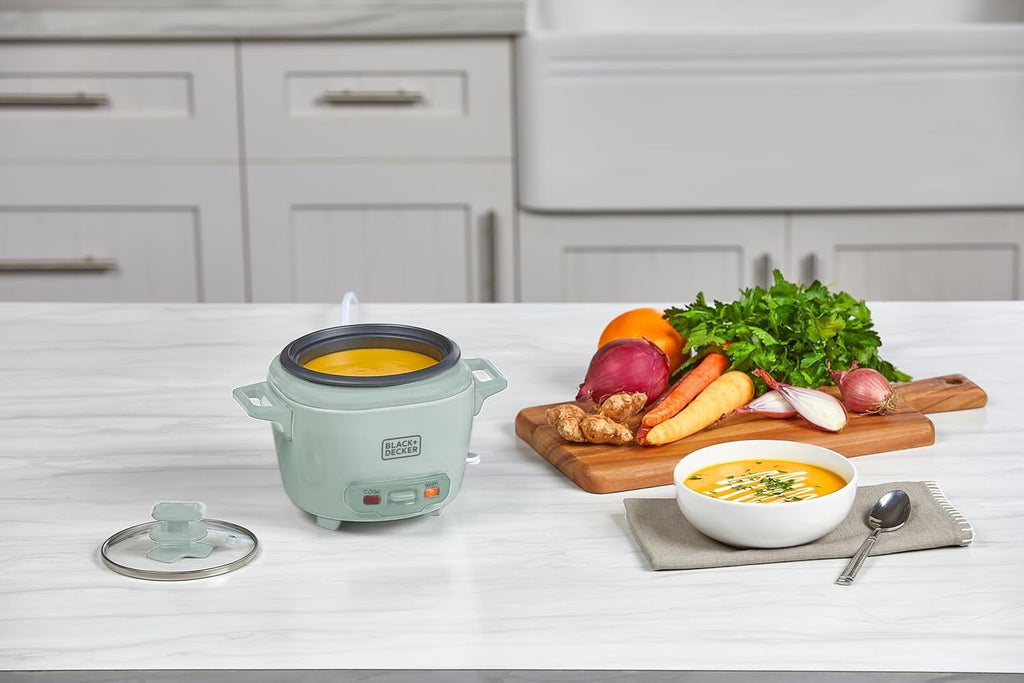 BLACK+DECKER 3-Cup Rice Cooker with Ceramic Pot, Surf Spray