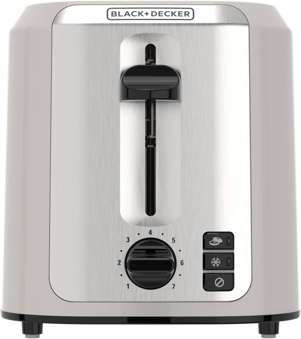 BLACK+DECKER 2-Slice Toaster with Extra-Wide Slots, Baked Stone