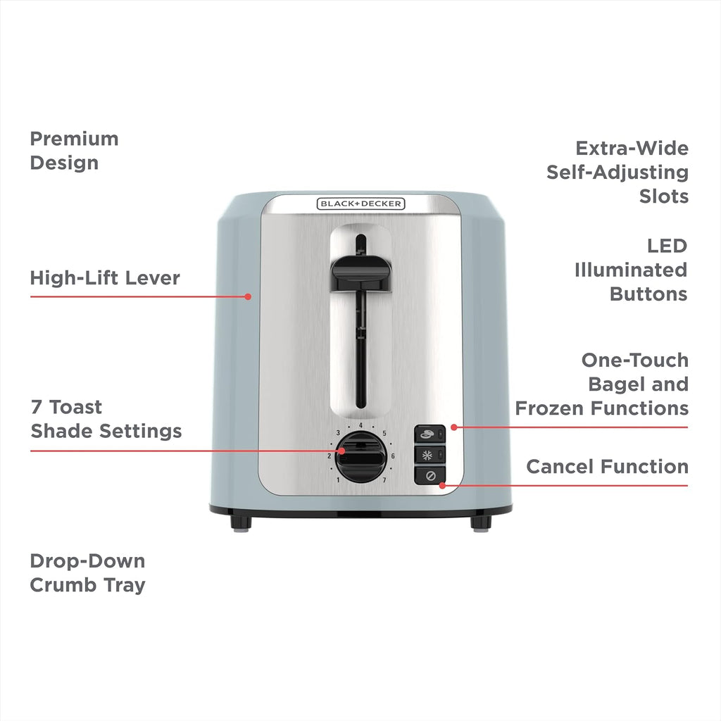 BLACK+DECKER 2-Slice Toaster with Extra-Wide Slots, Surf Spray