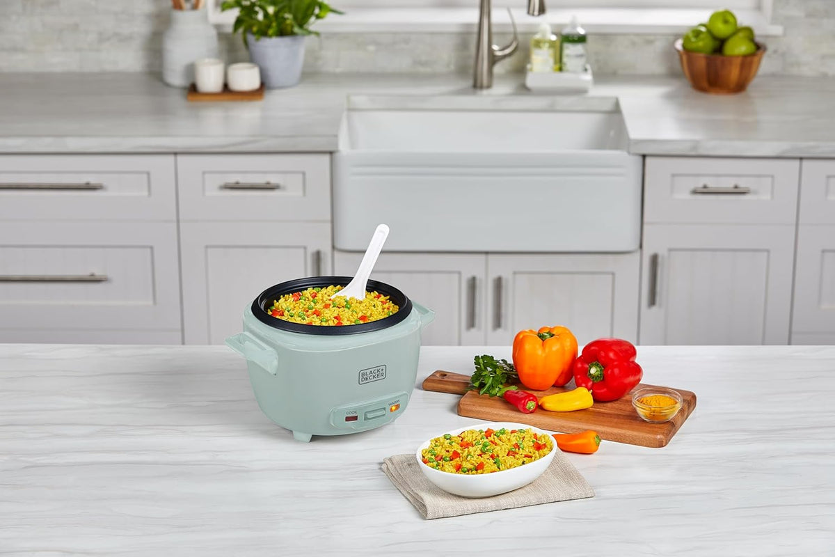 BLACK+DECKER 16-Cup Rice Cooker with Steaming Basket, Surf Spray