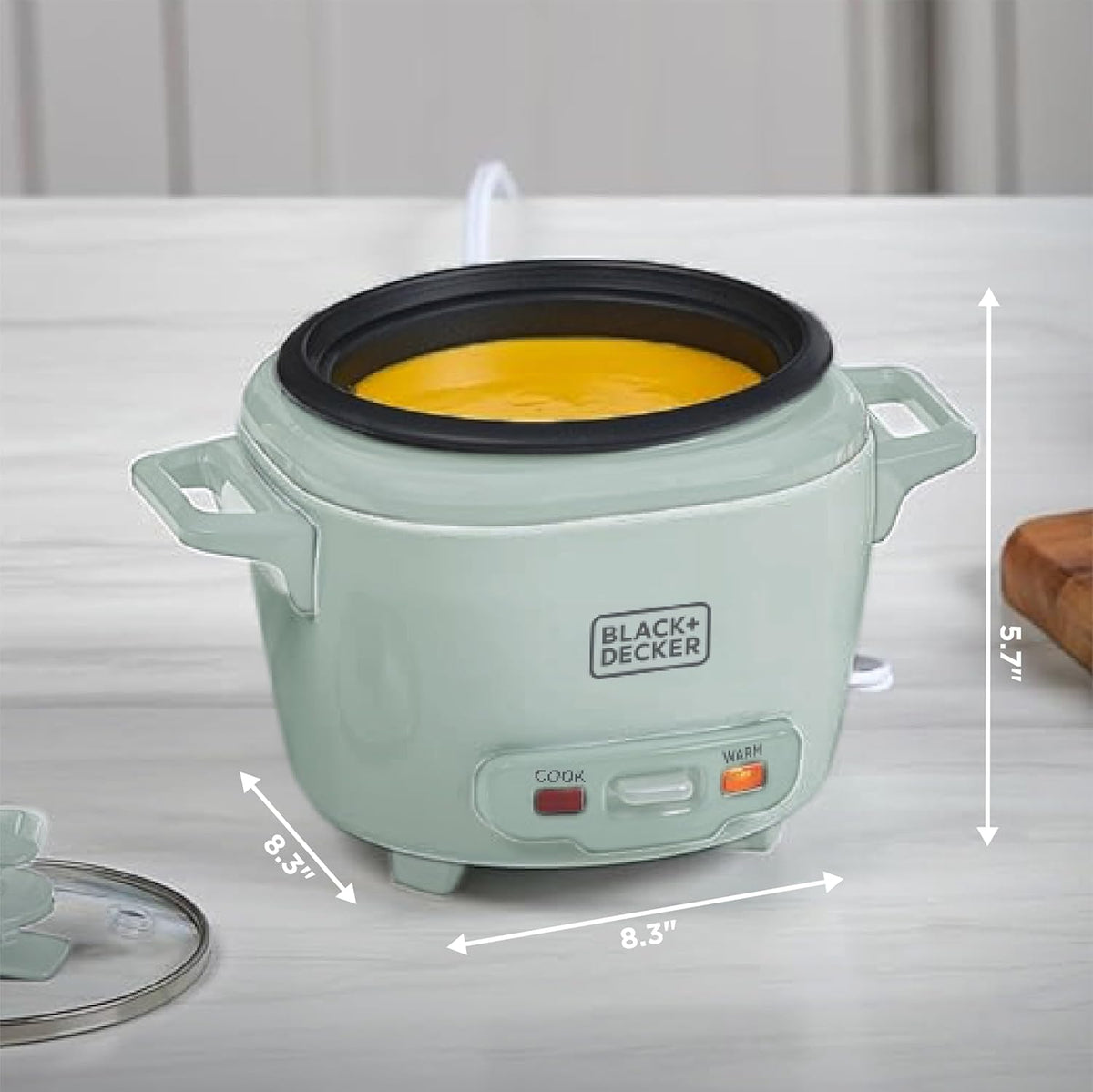 BLACK+DECKER 3-Cup Rice Cooker with Ceramic Pot, Surf Spray