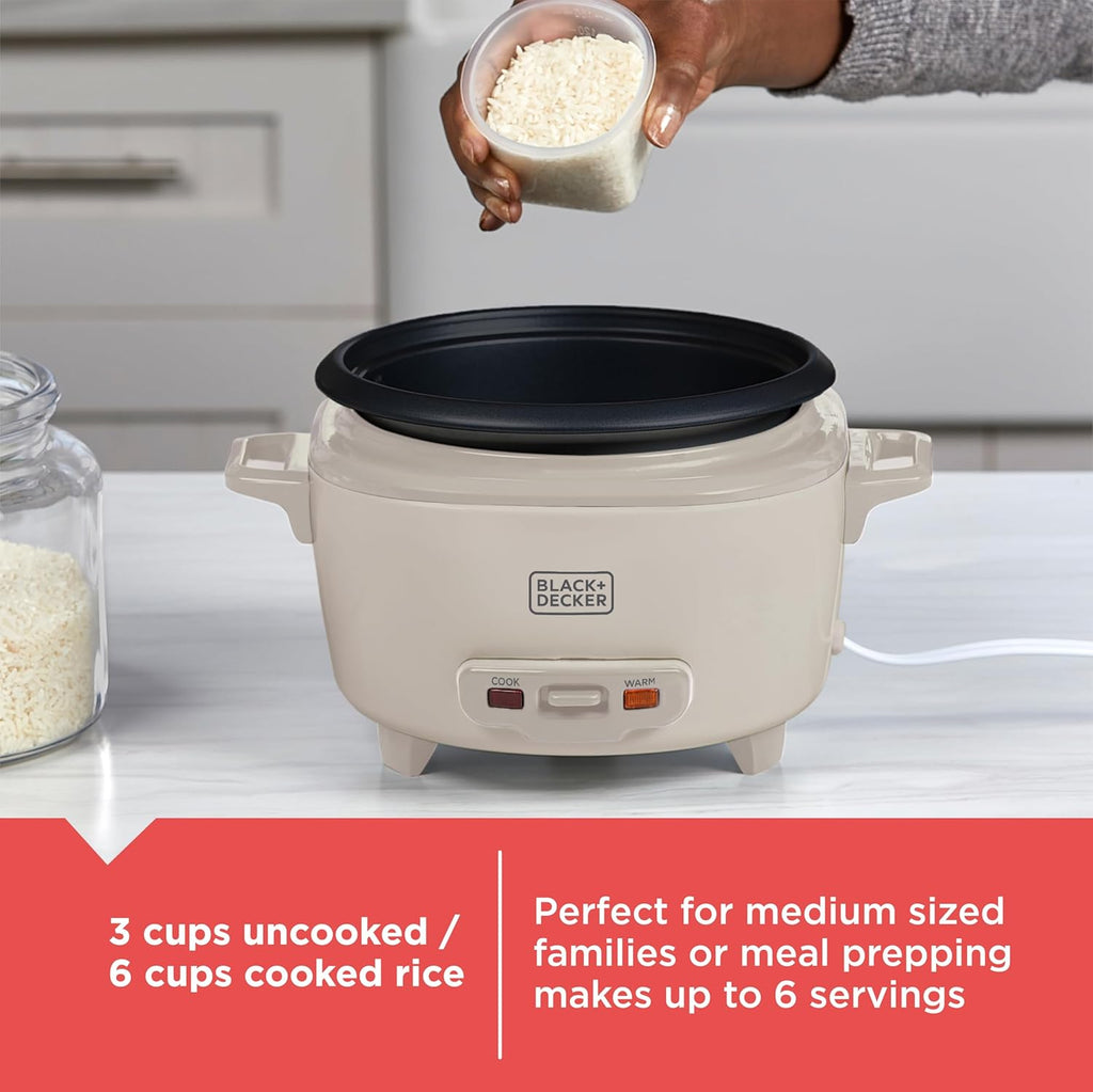 BLACK+DECKER 6-Cup Rice Cooker with Steaming Basket