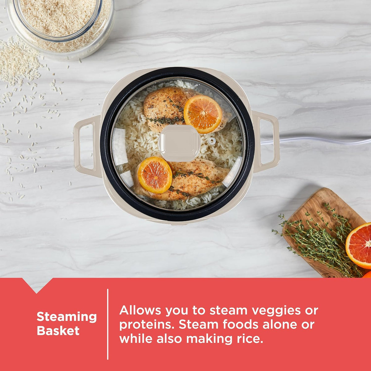 BLACK+DECKER 3-Cup Rice Cooker with Ceramic Nonstick Pot
