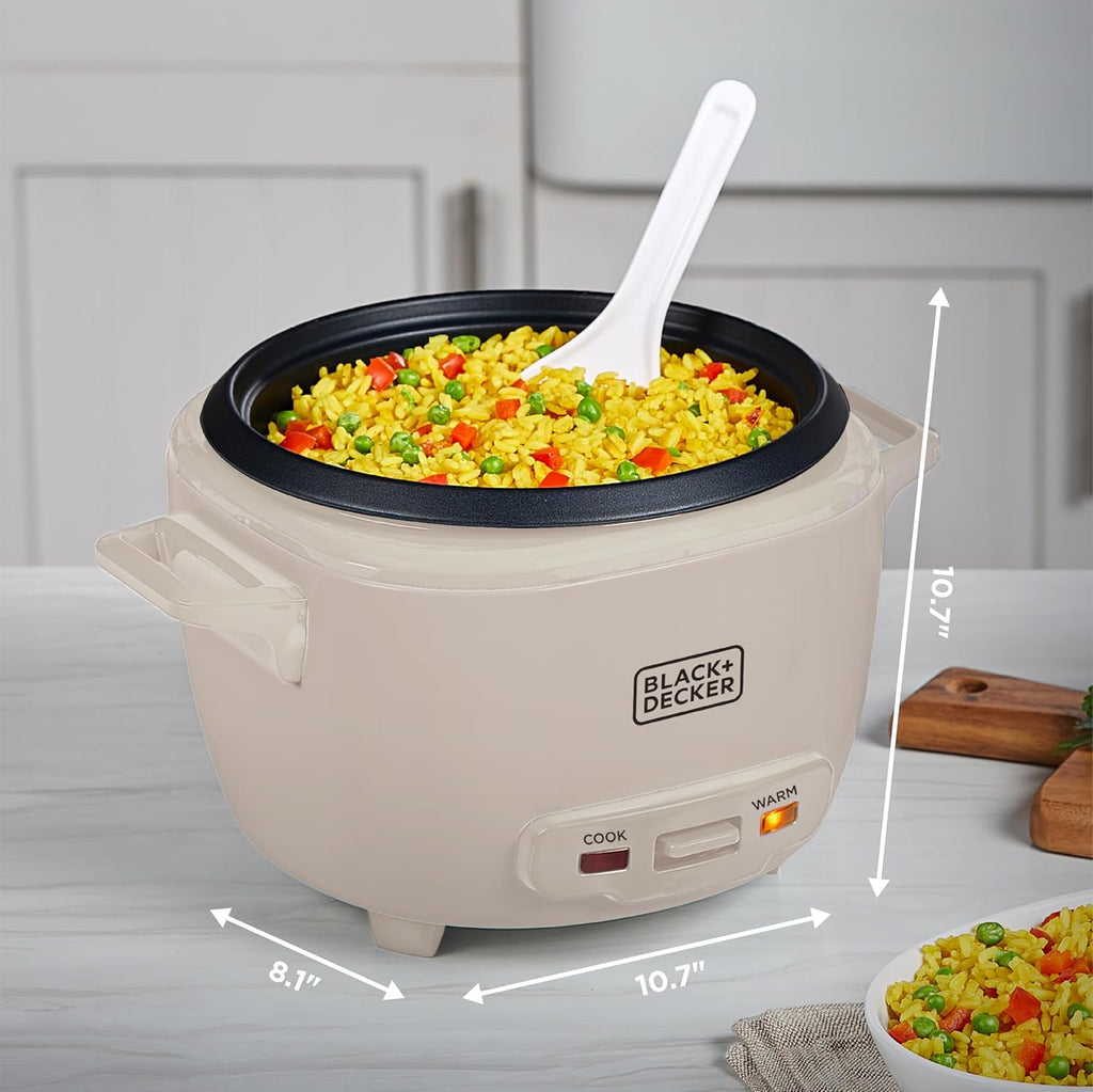 BLACK+DECKER 3-Cup Rice Cooker with Ceramic Nonstick Pot
