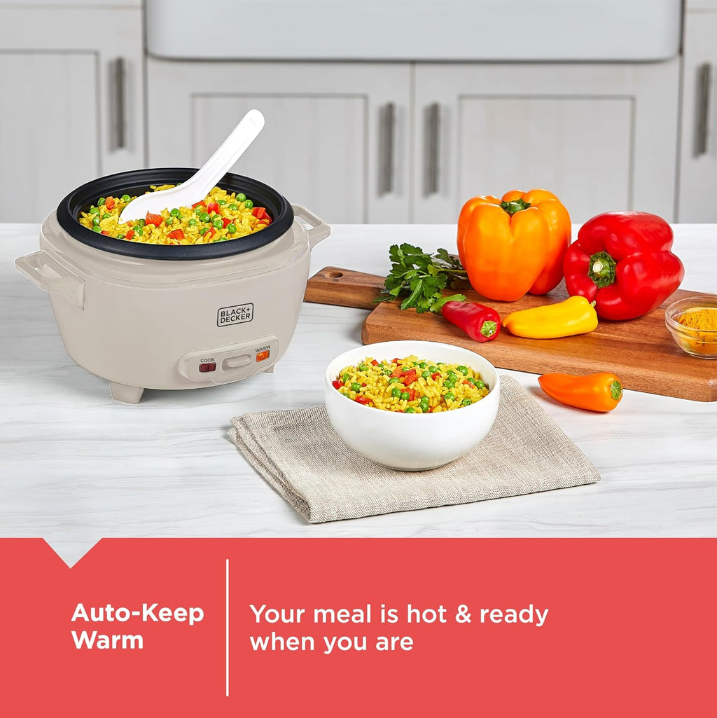 BLACK+DECKER 6-Cup Rice Cooker with Steaming Basket