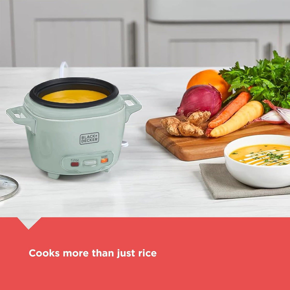 BLACK+DECKER 3-Cup Rice Cooker with Ceramic Pot, Surf Spray