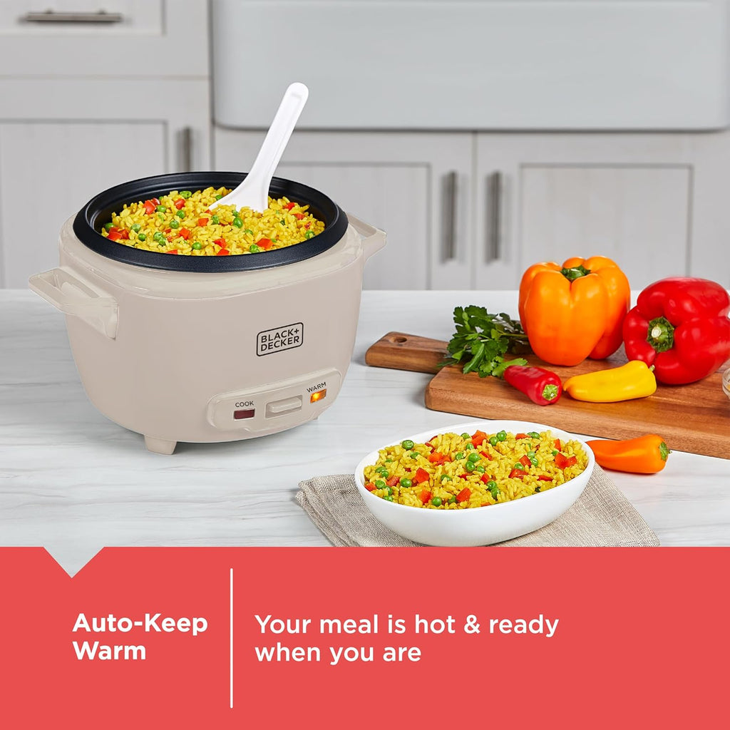 BLACK+DECKER 3-Cup Rice Cooker with Ceramic Nonstick Pot