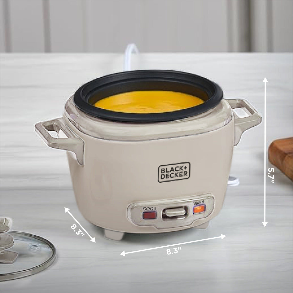BLACK+DECKER 3-Cup Rice Cooker with Ceramic Nonstick Pot