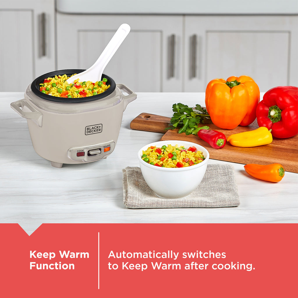 BLACK+DECKER 3-Cup Rice Cooker with Ceramic Nonstick Pot