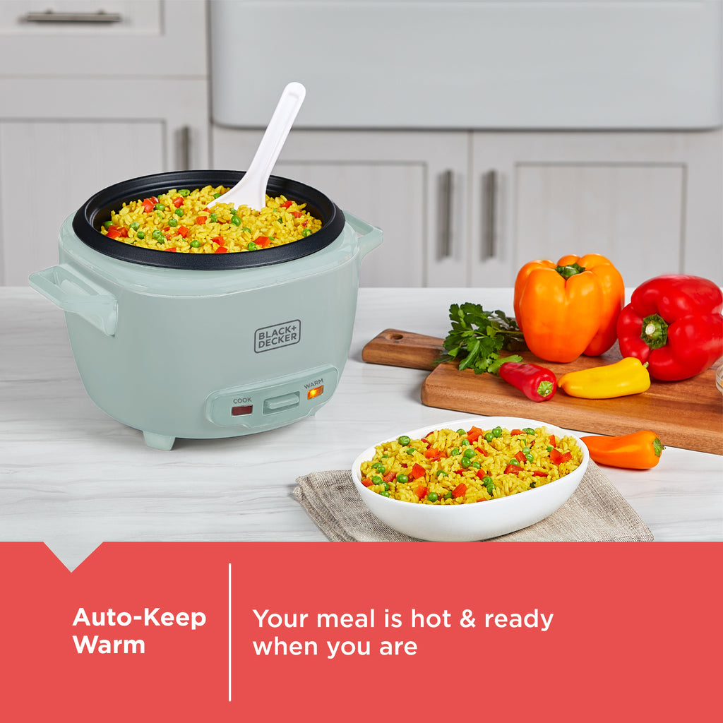 BLACK+DECKER 16-Cup Rice Cooker with Steaming Basket, Surf Spray