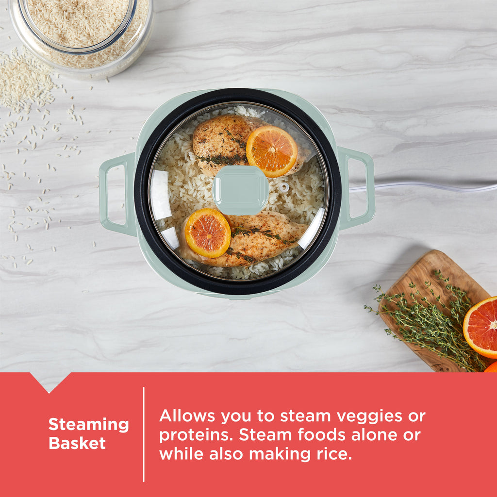 BLACK+DECKER 16-Cup Rice Cooker with Steaming Basket, Surf Spray