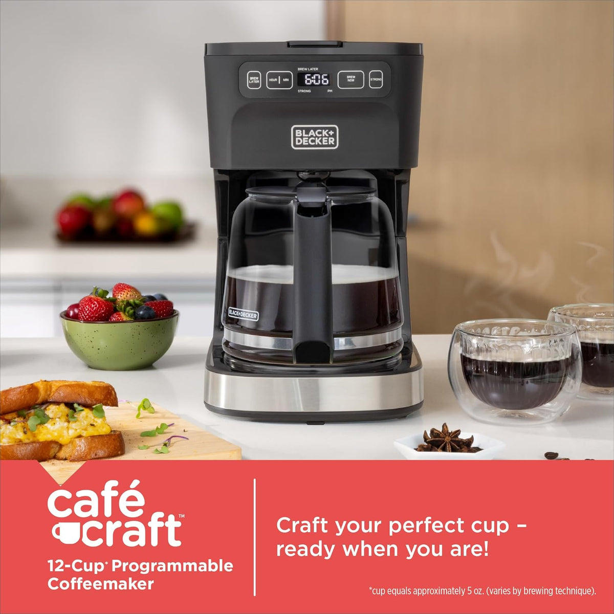 CAFÉCRAFT 12-Cup Programmable Coffee Maker