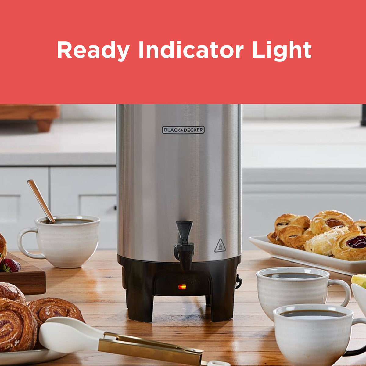 BLACK+DECKER 40-Cup Coffee Urn, Fast Brew with Drip-Free Spigot, Black