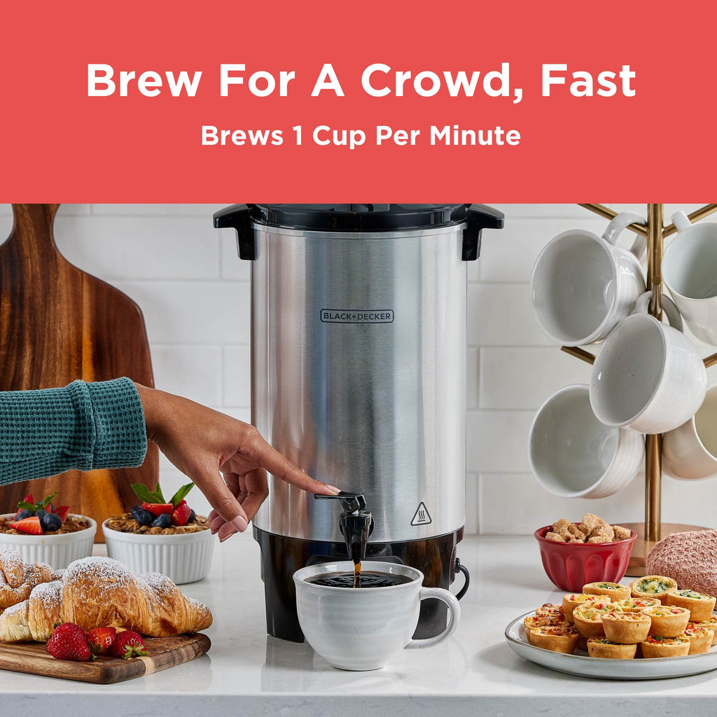 BLACK+DECKER 40-Cup Coffee Urn, Fast Brew with Drip-Free Spigot, Black