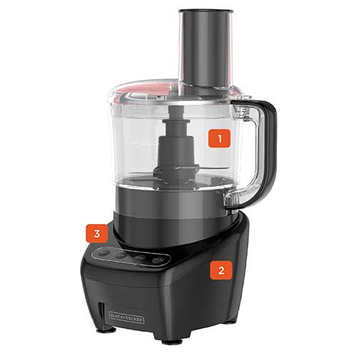 8 Cup Food Processor 3-in-1 Easy Assembly - Black