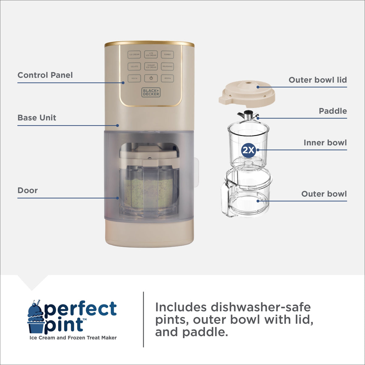 BLACK+DECKER Perfect Pint Ice Cream Maker for Homemade Frozen Treats