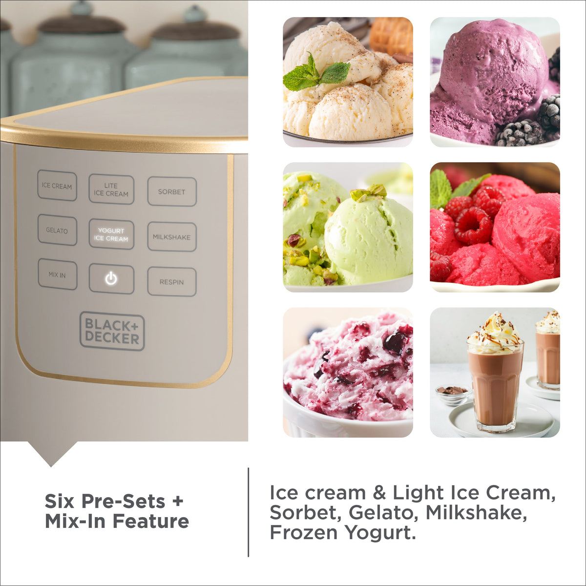 BLACK+DECKER Perfect Pint Ice Cream Maker for Homemade Frozen Treats