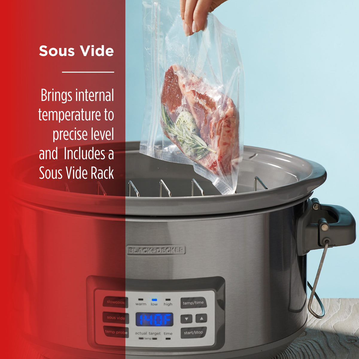 7 Quart Digital Slow Cooker with Temperature Probe + Precision Sous Vide