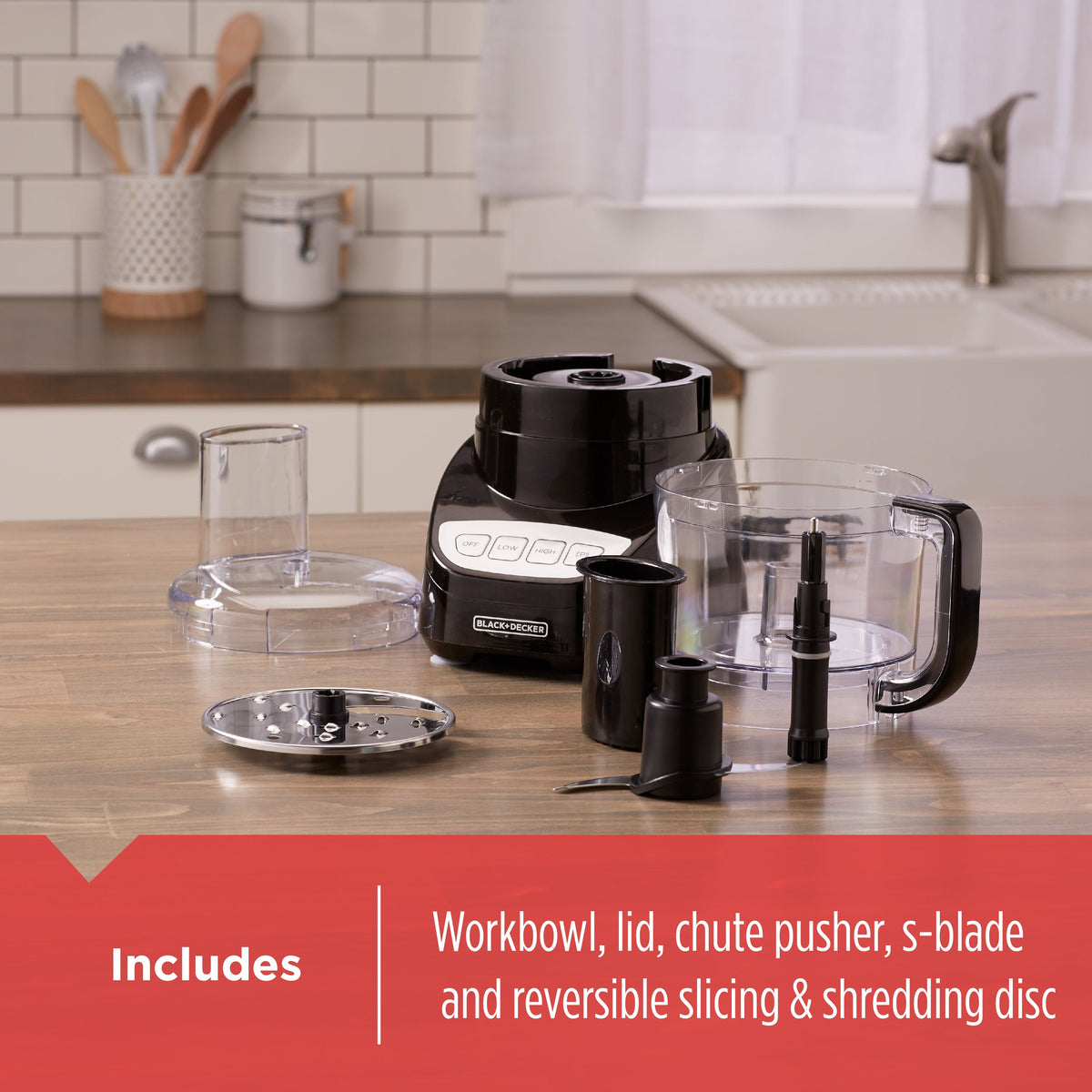 8 Cup Food Processor Easy Assembly - Black