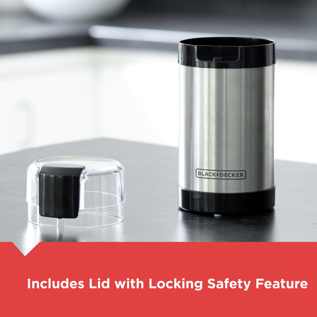 One Touch Coffee Grinder - Push-Button Control - Stainless Steel