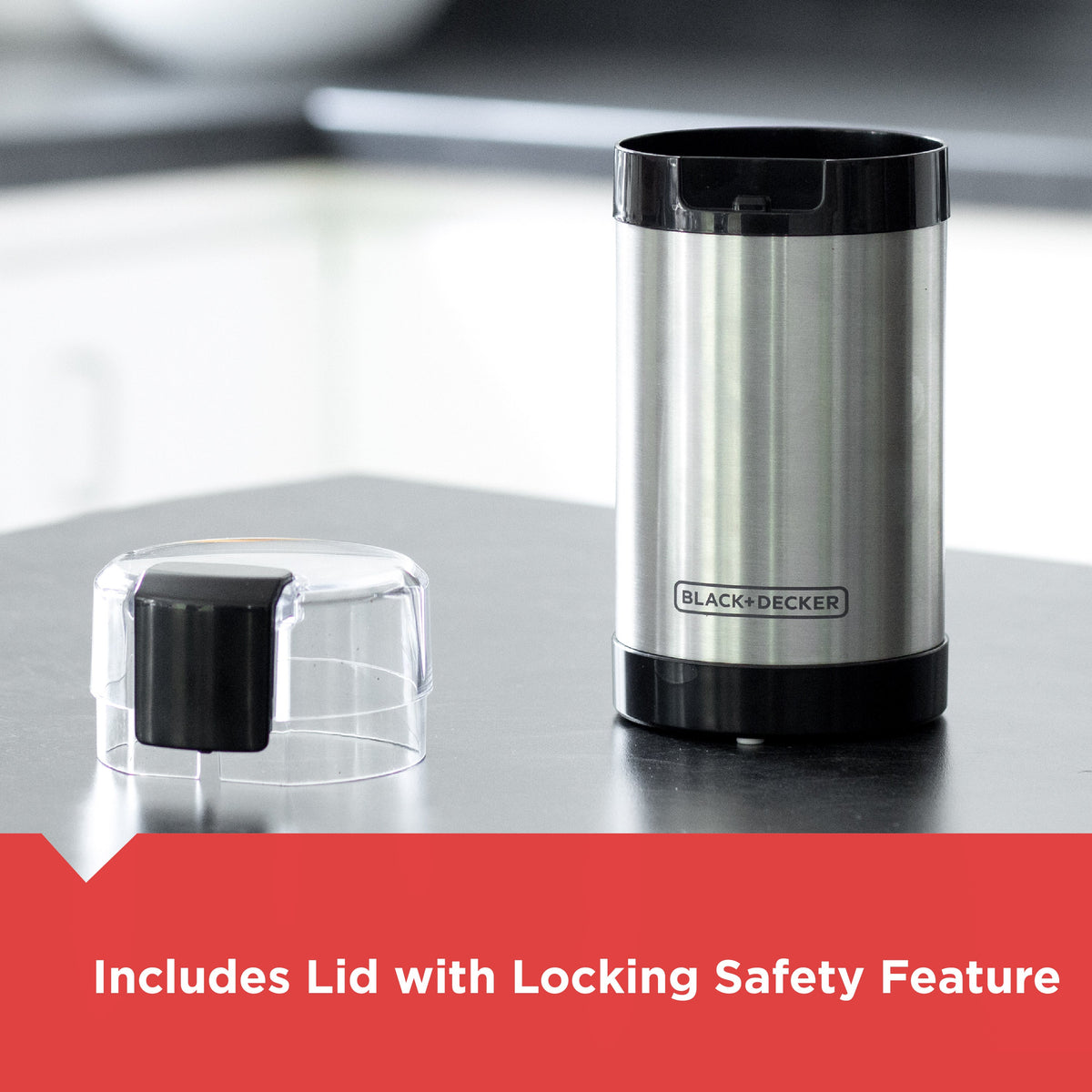 One Touch Coffee Grinder - Push-Button Control - Stainless Steel
