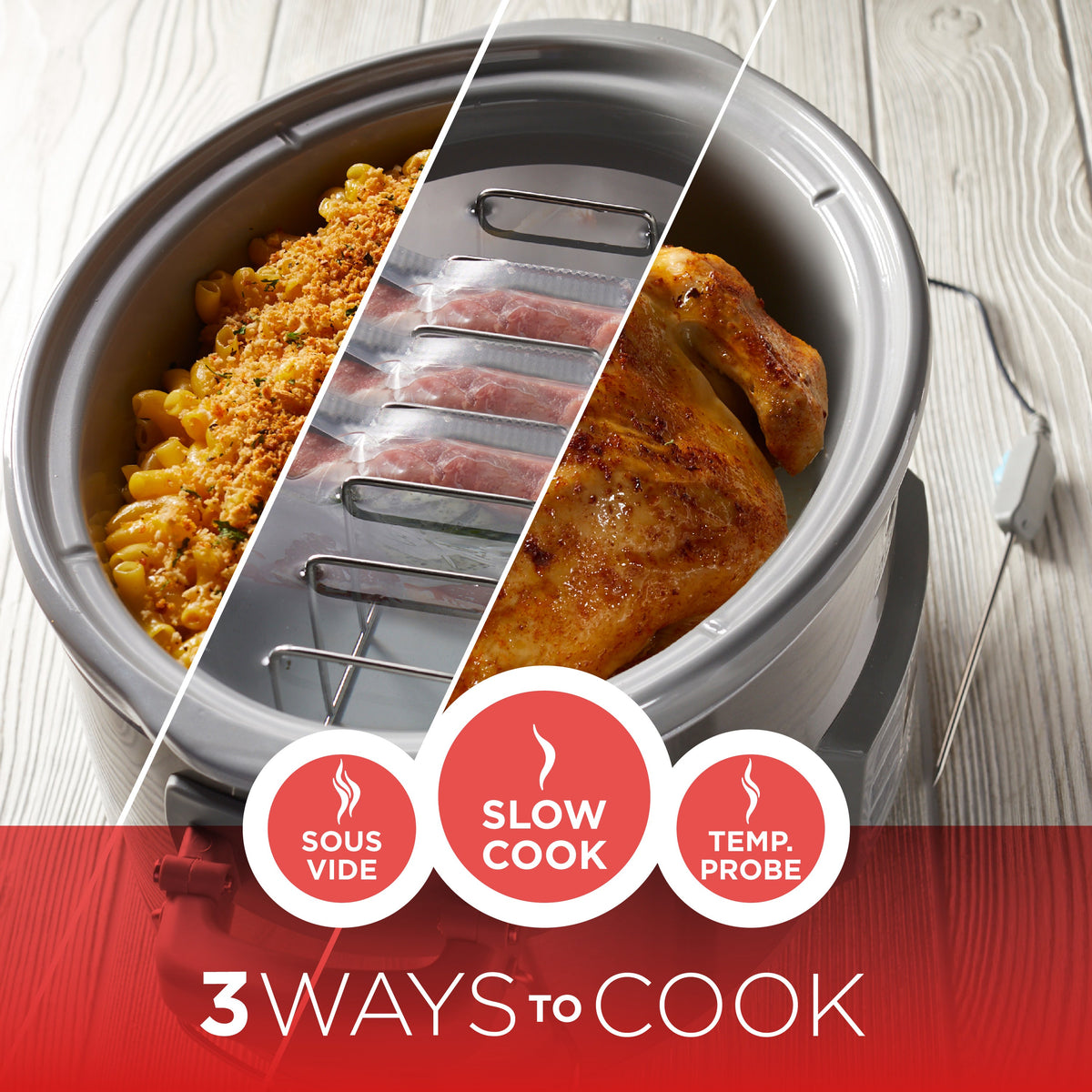 7 Quart Digital Slow Cooker with Temperature Probe + Precision Sous Vide