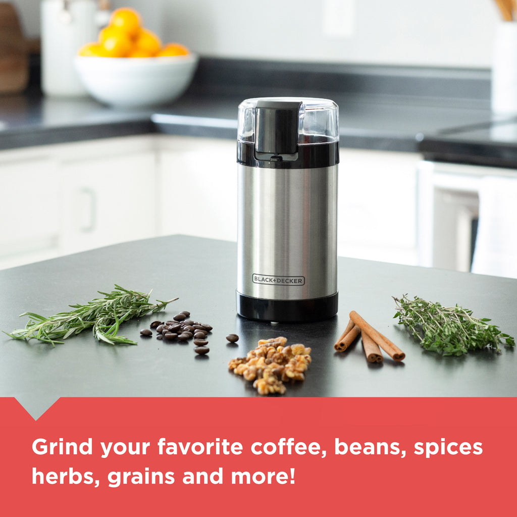 One Touch Coffee Grinder - Push-Button Control - Stainless Steel