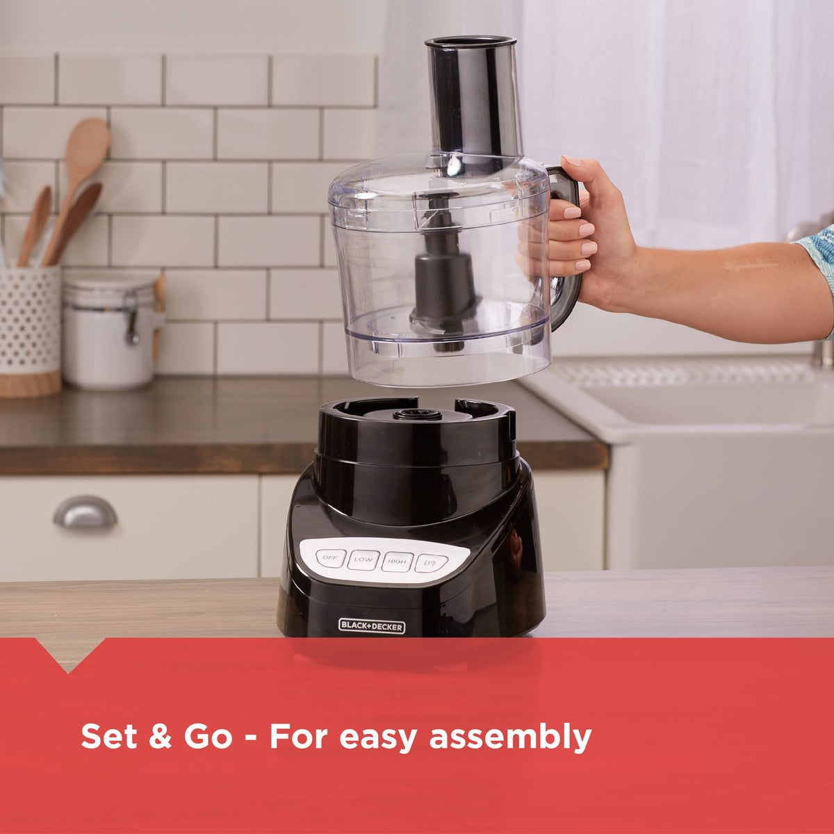 8 Cup Food Processor Easy Assembly - Black